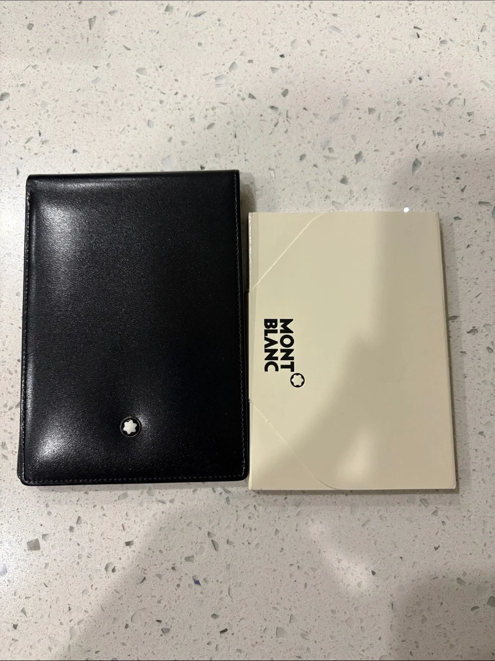 Montblanc Black Leather Travel Wallet with White Emblem